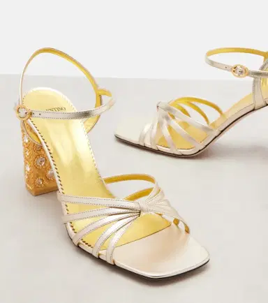 Valentino Garavani 90 embellished metallic leather sandals | Thumbnail 3 Valentino Garavani 90 embellished metallic leather sandals | Thumbnail 3