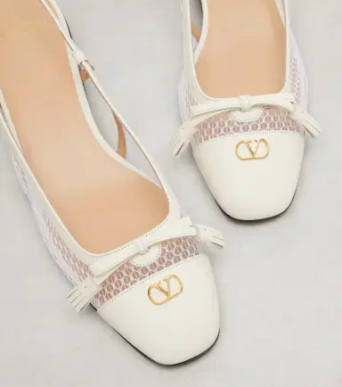 Valentino Garavani VLogo leather and mesh slingback flats | Thumbnail 4 Valentino Garavani VLogo leather and mesh slingback flats | Thumbnail 4