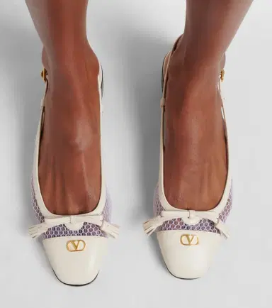 Valentino Garavani VLogo leather and mesh slingback flats | Thumbnail 5 Valentino Garavani VLogo leather and mesh slingback flats | Thumbnail 5