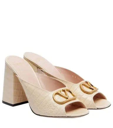 Valentino Garavani VLogo croc-effect leather mules | Thumbnail 1