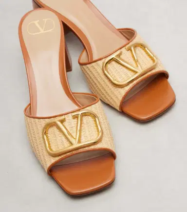 Valentino Garavani VLogo leather-trimmed raffia sandals | Thumbnail 3 Valentino Garavani VLogo leather-trimmed raffia sandals | Thumbnail 3
