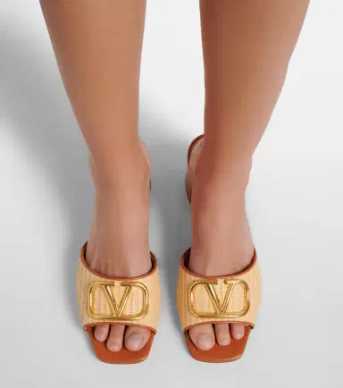 Valentino Garavani VLogo leather-trimmed raffia sandals | Thumbnail 5 Valentino Garavani VLogo leather-trimmed raffia sandals | Thumbnail 5