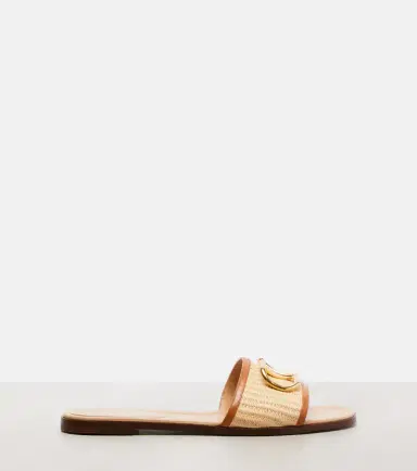 Valentino Garavani VLogo leather-trimmed raffia slides | Thumbnail 2
