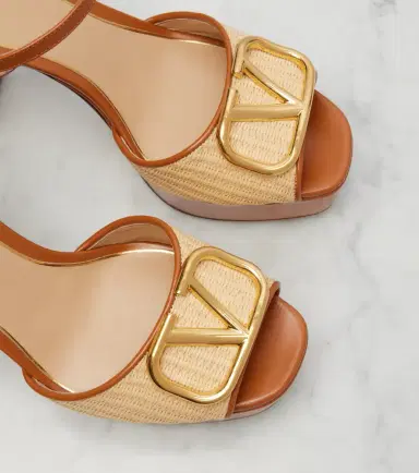 Valentino Garavani VLogo leather-trimmed platform sandals | Thumbnail 4 Valentino Garavani VLogo leather-trimmed platform sandals | Thumbnail 4