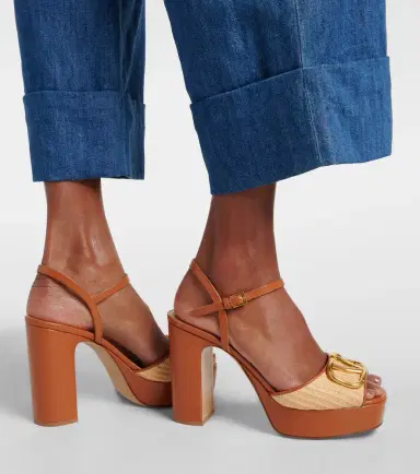 Valentino Garavani VLogo leather-trimmed platform sandals | Thumbnail 5 Valentino Garavani VLogo leather-trimmed platform sandals | Thumbnail 5