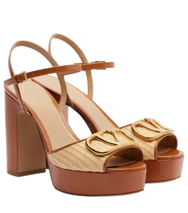 Valentino Garavani VLogo leather-trimmed platform sandals | Thumbnail 1 Valentino Garavani VLogo leather-trimmed platform sandals | Thumbnail 1