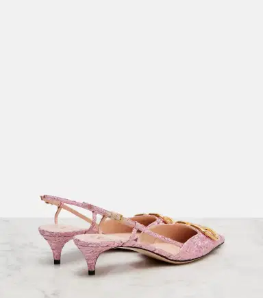 Valentino Garavani VLogo cloqué jacquard slingback pumps | Thumbnail 2 Valentino Garavani VLogo cloqué jacquard slingback pumps | Thumbnail 2