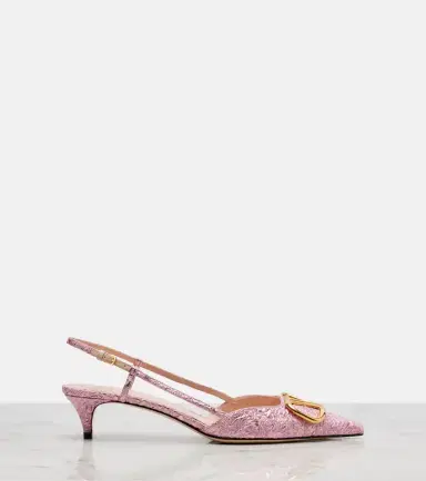 Valentino Garavani VLogo cloqué jacquard slingback pumps | Thumbnail 3 Valentino Garavani VLogo cloqué jacquard slingback pumps | Thumbnail 3