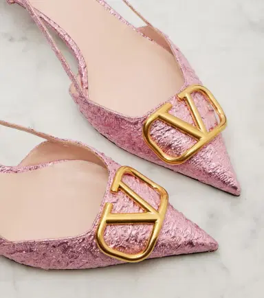 Valentino Garavani VLogo cloqué jacquard slingback pumps | Thumbnail 4 Valentino Garavani VLogo cloqué jacquard slingback pumps | Thumbnail 4