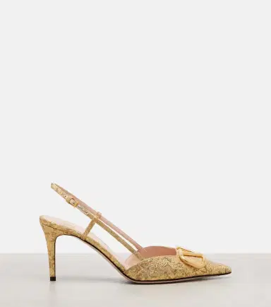 Valentino Garavani VLogo 80 jacquard slingback pumps | Thumbnail 4 Valentino Garavani VLogo 80 jacquard slingback pumps | Thumbnail 4