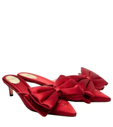 Valentino Garavani Yolande 45 bow-detail satin mules | Thumbnail 1