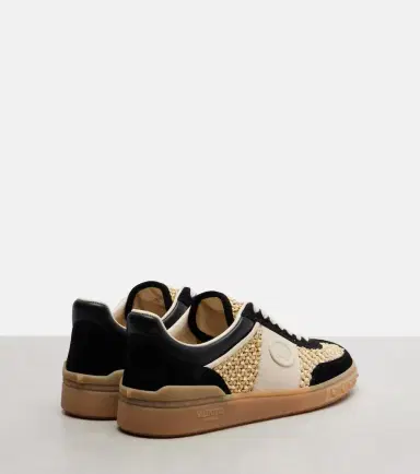 Valentino Garavani VLogo leather-trimmed raffia sneakers | Thumbnail 2