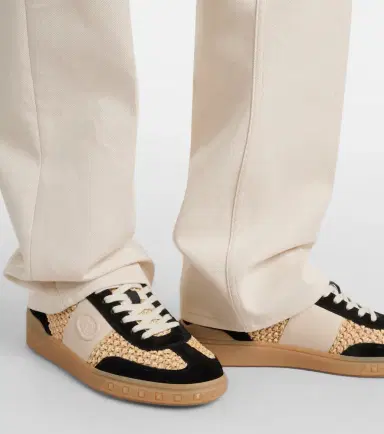 Valentino Garavani VLogo leather-trimmed raffia sneakers | Thumbnail 6