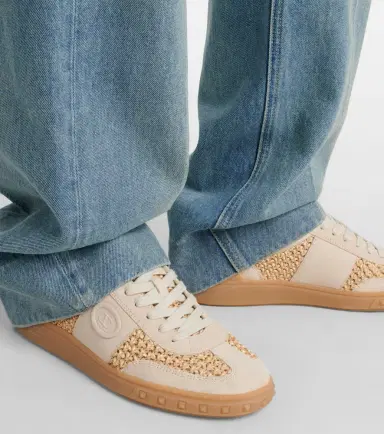 Valentino Garavani VLogo leather-trimmed raffia sneakers | Thumbnail 5 Valentino Garavani VLogo leather-trimmed raffia sneakers | Thumbnail 5