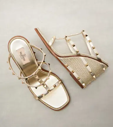 Valentino Garavani Rockstud metallic leather espadrille wedges | Thumbnail 3 Valentino Garavani Rockstud metallic leather espadrille wedges | Thumbnail 3