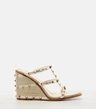 Valentino Garavani Rockstud metallic leather espadrille wedges | Thumbnail 4 Valentino Garavani Rockstud metallic leather espadrille wedges | Thumbnail 4