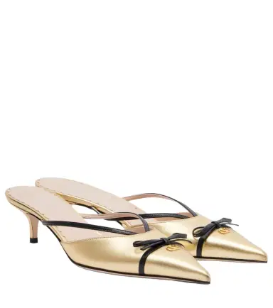 Valentino Garavani Bepointy VLogo 45 metallic leather mules | Thumbnail 1 Valentino Garavani Bepointy VLogo 45 metallic leather mules | Thumbnail 1