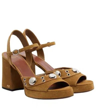 Valentino Garavani Studded suede platform sandals | Thumbnail 1