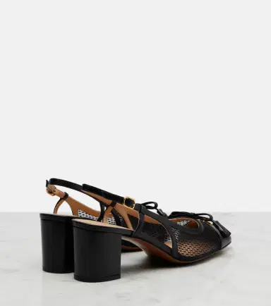 Valentino Garavani VLogo leather and mesh slingback pumps | Thumbnail 2