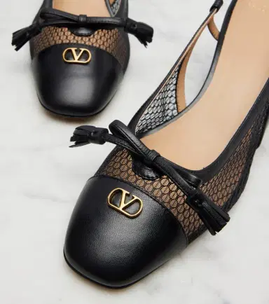 Valentino Garavani VLogo leather and mesh slingback pumps | Thumbnail 4