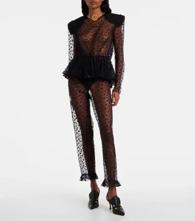 Chloé Chloé Polka-dot peplum cotton-blend tulle top | Thumbnail 2 Chloé Chloé Polka-dot peplum cotton-blend tulle top | Thumbnail 2