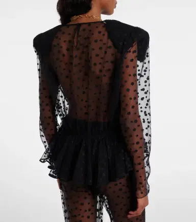 Chloé Chloé Polka-dot peplum cotton-blend tulle top | Thumbnail 4 Chloé Chloé Polka-dot peplum cotton-blend tulle top | Thumbnail 4