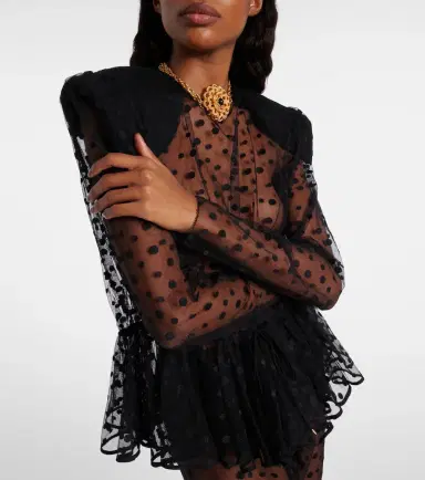 Chloé Chloé Polka-dot peplum cotton-blend tulle top | Thumbnail 5 Chloé Chloé Polka-dot peplum cotton-blend tulle top | Thumbnail 5