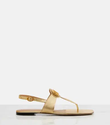 Valentino Garavani VLogo metallic leather thong sandals | Thumbnail 2