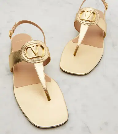 Valentino Garavani VLogo metallic leather thong sandals | Thumbnail 3