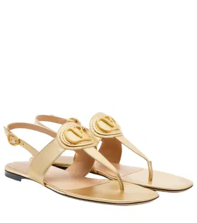 Valentino Garavani VLogo metallic leather thong sandals | Thumbnail 1