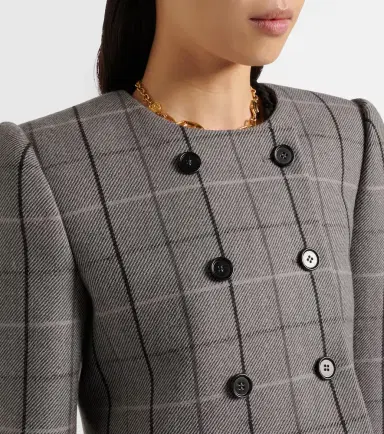 Chloé Chloé Checked cropped wool jacket | Thumbnail 4