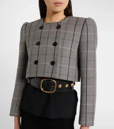 Chloé Chloé Checked cropped wool jacket | Thumbnail 5