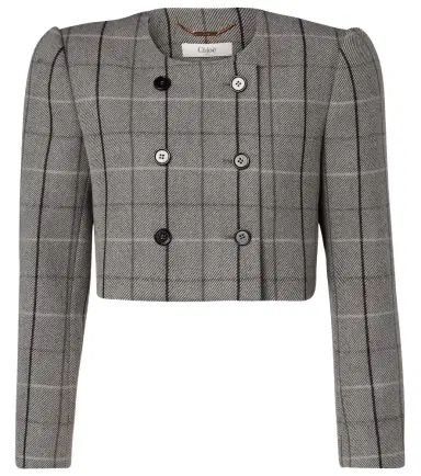 Chloé Chloé Checked cropped wool jacket | Thumbnail 1