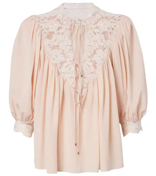 Chloé Lace-trimmed silk crêpe de chine blouse