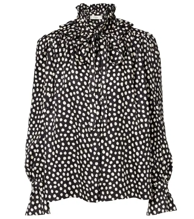 Chloe Chloé Polka-dot tie-neck silk blouse