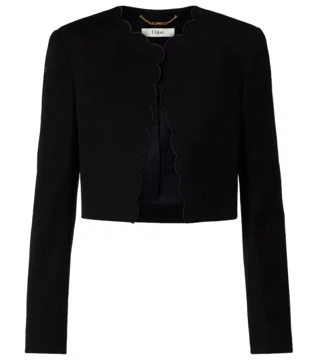 Chloé Scalloped cropped cotton velvet jacket