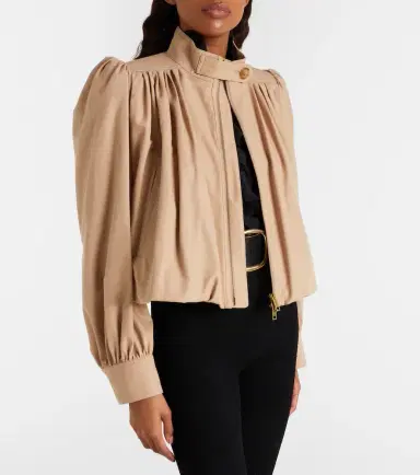Chloe Chloé Gathered cropped cotton canvas jacket | Thumbnail 2 Chloe Chloé Gathered cropped cotton canvas jacket | Thumbnail 2