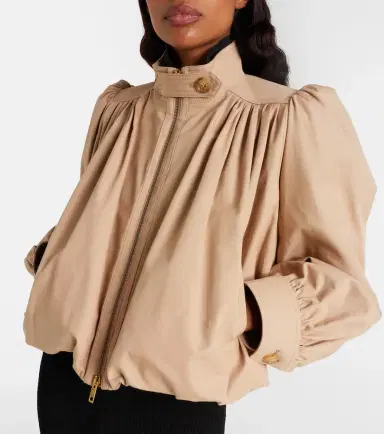 Chloe Chloé Gathered cropped cotton canvas jacket | Thumbnail 4 Chloe Chloé Gathered cropped cotton canvas jacket | Thumbnail 4