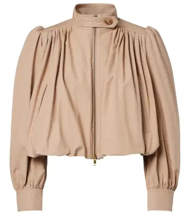Chloe Chloé Gathered cropped cotton canvas jacket | Thumbnail 1 Chloe Chloé Gathered cropped cotton canvas jacket | Thumbnail 1