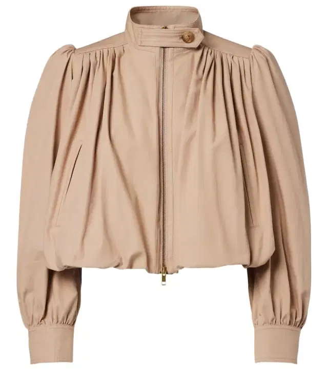 Chloe Chloé Gathered cropped cotton canvas jacket