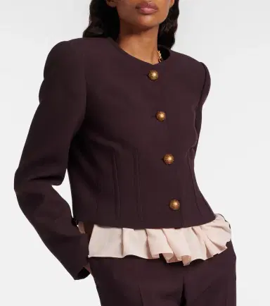 Chloé Chloé Cropped virgin wool crêpe jacket | Thumbnail 3 Chloé Chloé Cropped virgin wool crêpe jacket | Thumbnail 3