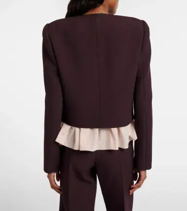 Chloé Chloé Cropped virgin wool crêpe jacket | Thumbnail 4 Chloé Chloé Cropped virgin wool crêpe jacket | Thumbnail 4
