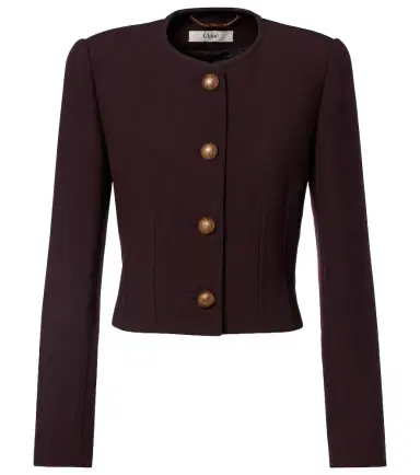 Chloé Chloé Cropped virgin wool crêpe jacket | Thumbnail 1 Chloé Chloé Cropped virgin wool crêpe jacket | Thumbnail 1