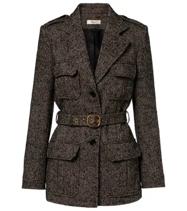Chloé Chloé Belted herringbone wool-blend coat | Thumbnail 1 Chloé Chloé Belted herringbone wool-blend coat | Thumbnail 1