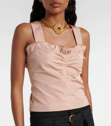 Chloé Chloé Gathered ruffled taffeta crop top | Thumbnail 3 Chloé Chloé Gathered ruffled taffeta crop top | Thumbnail 3
