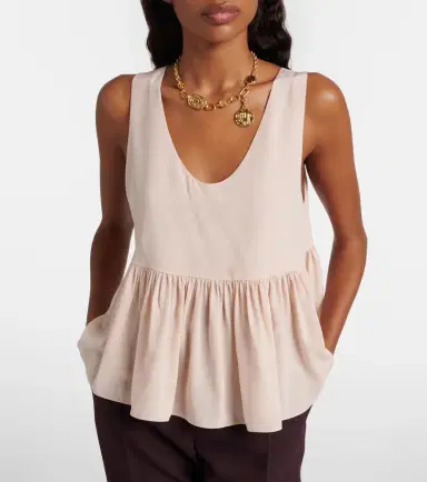 Chloé Chloé Peplum silk crêpe de chine top | Thumbnail 3