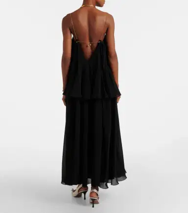 Chloé Chloé Embellished open-back silk georgette maxi dress | Thumbnail 4
