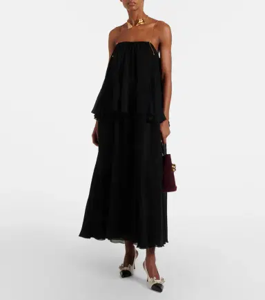 Chloé Chloé Embellished open-back silk georgette maxi dress | Thumbnail 5