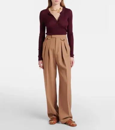 Chloé Chloé Virgin wool gabardine wide-leg pants | Thumbnail 3 Chloé Chloé Virgin wool gabardine wide-leg pants | Thumbnail 3