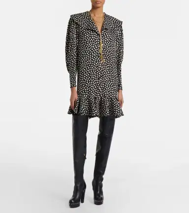 Chloé Chloé Polka-dot silk jacquard minidress | Thumbnail 3 Chloé Chloé Polka-dot silk jacquard minidress | Thumbnail 3